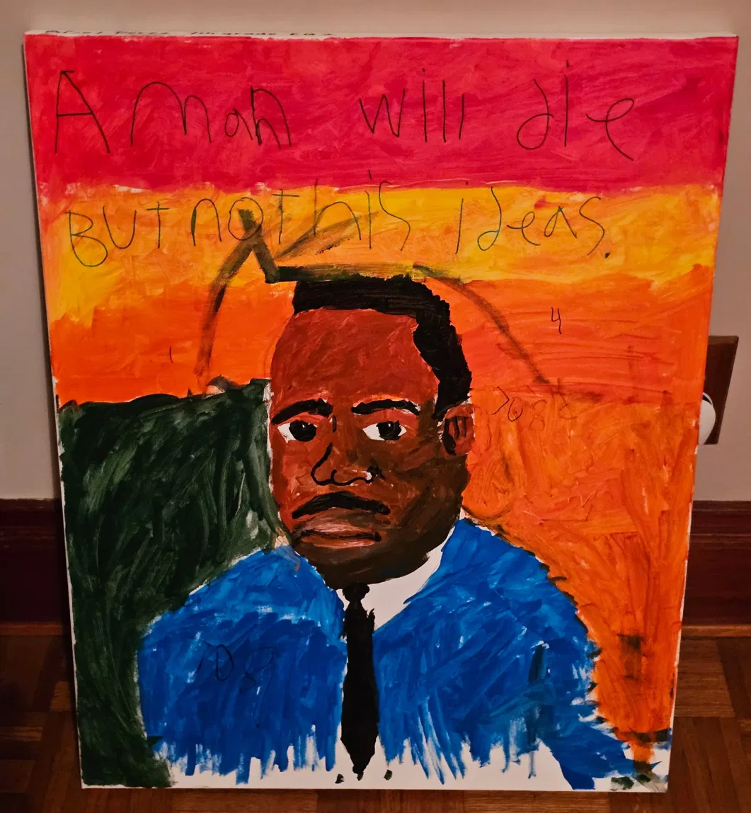 A child's painting of Martin Luther King Jr.